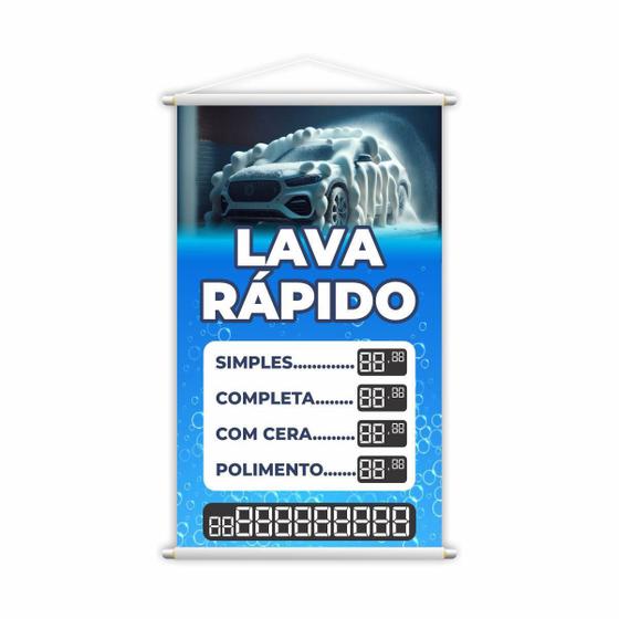 Imagem de Banner Lava Rápido Automóvel Carro Contato 80X50Cm