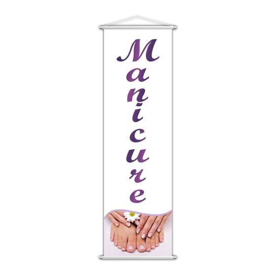 Imagem de Banner Manicure Salão De Beleza Serviço Lona Branco 100x30cm