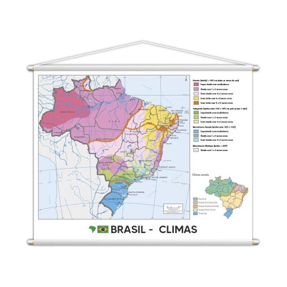 Imagem de Banner Mapa Escolar Climas Brasileiros Geografia 100X80Cm