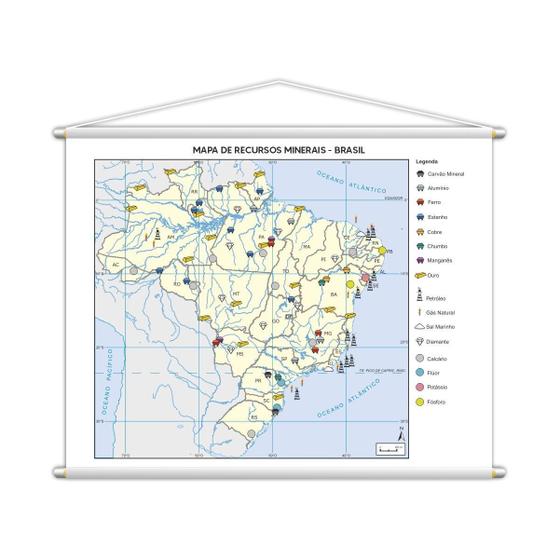 Imagem de Banner Mapa Escolar Recursos Minerais Geografia 130X100Cm