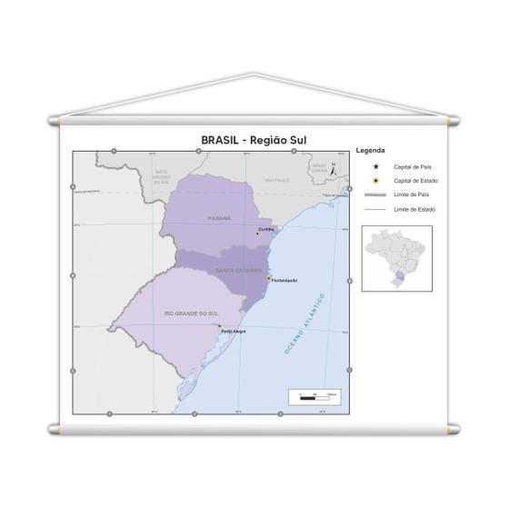 Imagem de Banner Mapa Escolar Região Sul Geografia 100X80Cm