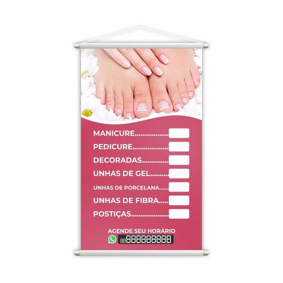 Imagem de Banner Nail Design Manicure E Pedicure Contato 80X50Cm