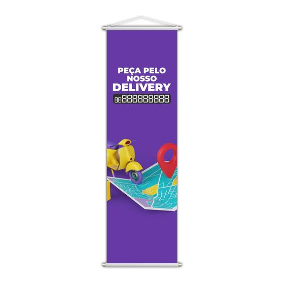 Imagem de Banner Peça Pelo Nosso Delivery Entregas Contato 100X30Cm