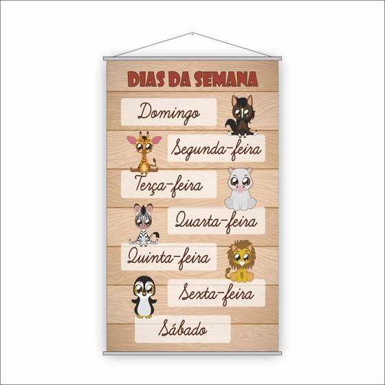 Imagem de Banner Pedagógico Escolar - Dias Da Semana Cursivo 120X65Cm