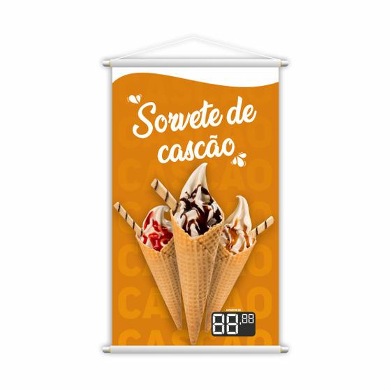 Imagem de Banner Sorvete de Cascão Sorveteria Preço Lona 80x50cm