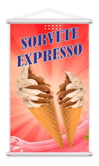 Imagem de Banner Sorvete Expresso Soft Casquinha Sorveteria 80X50Cm