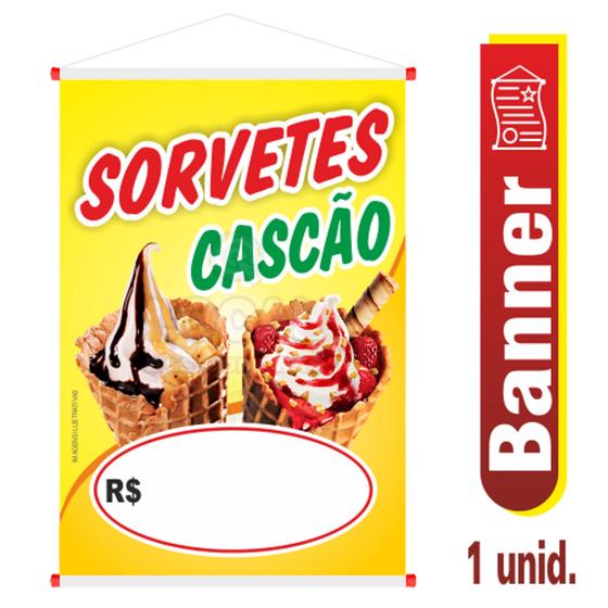 Imagem de Banner Sorvetes Cascão 60cm x 90cm - Sorveteria - Lanchonete - Mercadinhos