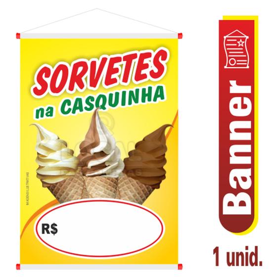 Imagem de Banner Sorvetes na Casquinha - Sorveteria - 2 Tamanhos 40cm x 60cm e 60cm x 90cm
