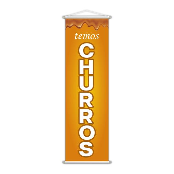 Imagem de Banner Temos Churros Doce Lanche Comida Lona 100x30cm