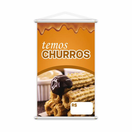 Imagem de Banner Temos Churros Doce Lanche Comida Lona 60x40cm