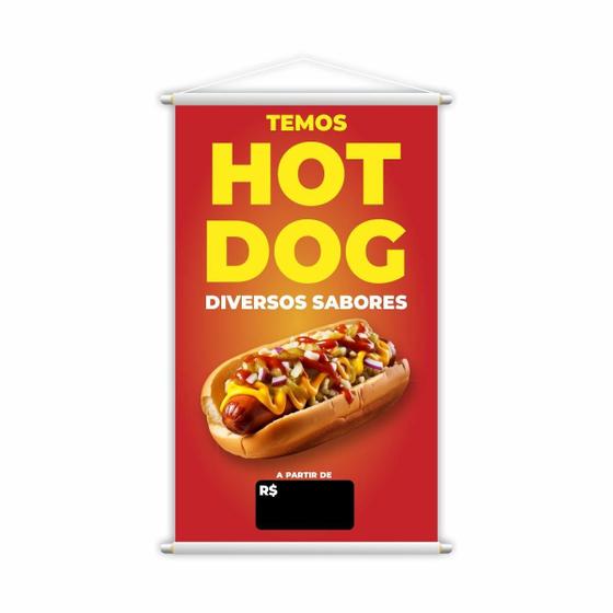 Imagem de Banner Temos Hot Dog Diversos Sabores Lanche 80X50Cm