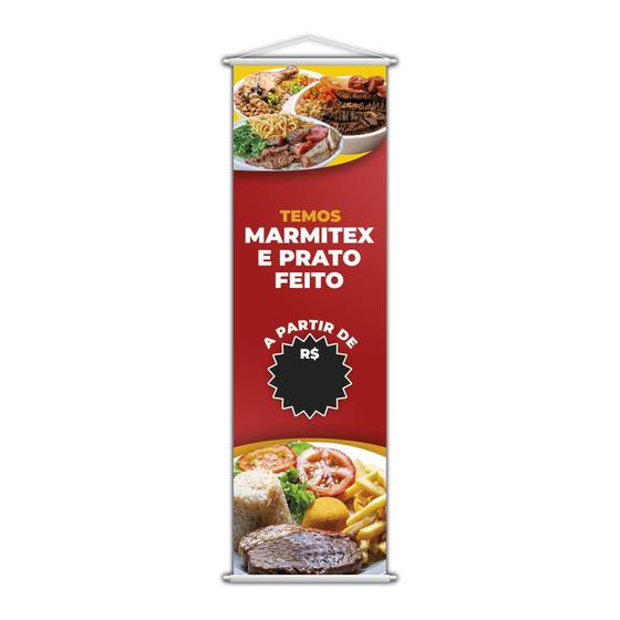 Imagem de Banner Temos Marmitex E Prato Feito Restaurante 100X30Cm