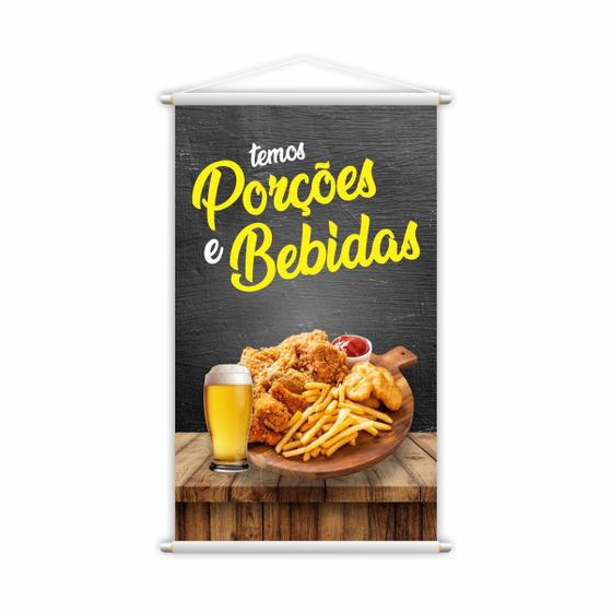 Imagem de Banner Temos Porções E Bebidas Lanches Restaurante 60X40Cm