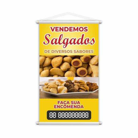 Imagem de Banner Temos Salgados Encomenda Diversos Sabores 80X50Cm