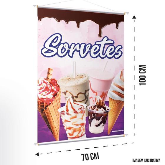 Imagem de Banner Temos Sorvetes, Milk Shakes, Cestinhas Vários Sabores