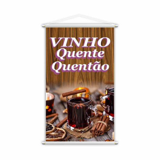 Imagem de Banner Vinho Quente Quentão Bebidas Xícaras 60x40cm