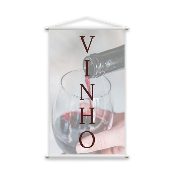 Imagem de Banner Vinho Tinto Bebida Uva Taça De Vidro Lona 60X40Cm