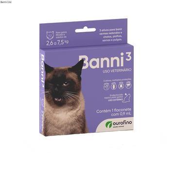 Imagem de Banni 3 Antipulgas para Gatos de 2,6kg a 7,5kg 0,9 ml