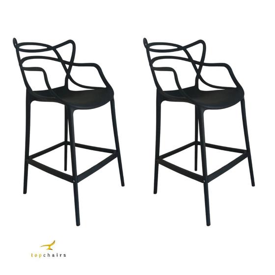 Imagem de Banqueta Allegra Top Chairs Preta - kit com 2