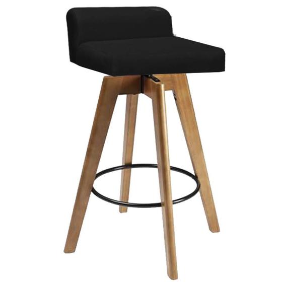 Banqueta Alta Com Encosto Giratória Rute Madeira Balcão Bistrô Cozinha Sintético Preto - Ahazzo Móveis Menor preço em Banqueta Alta Com Encosto Giratória Rute Madeira Balcão Bistrô Cozinha Sintético Preto - Ahazzo Móveis