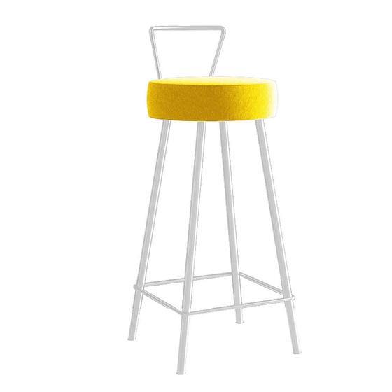 Imagem de Banqueta Alta Com Encosto Tais Eiffel Cozinha Bar Bistrô Ferro Branco material sintético Amarelo- Ahz Móveis