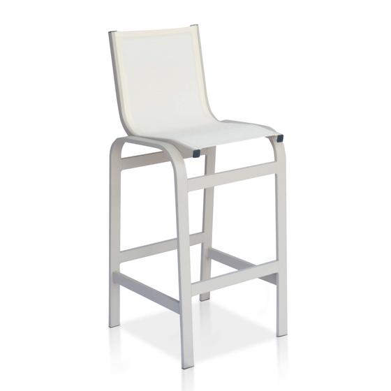 Imagem de Banqueta Alta Com Encosto Tela Sling - Cinza