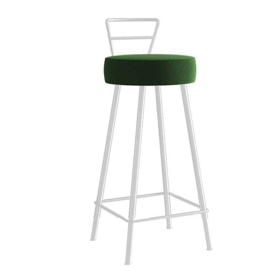 Imagem de Banqueta Alta Com Encosto Tina Eiffel Cozinha Bar Bistrô Ferro Branco Suede Verde Musgo - Ahazzo Móveis