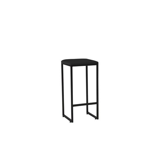 Imagem de Banqueta Alta Decorativa Donna Estofada Armação Preto