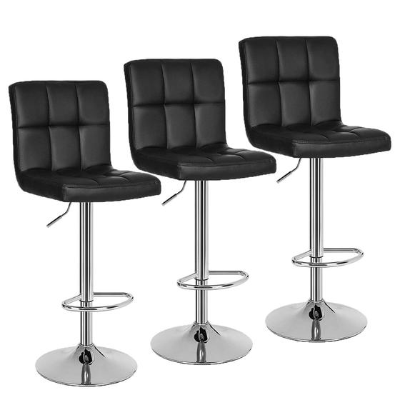 Banqueta Alta Estofada Giratória Gomos Kit 3 Unidades Menor preço em Banqueta Alta Estofada Giratória Gomos Kit 3 Unidades