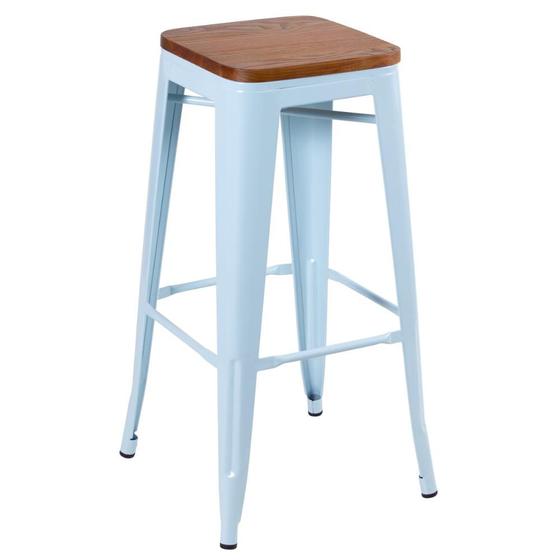 Banqueta alta Iron Tolix com assento de madeira canela - 76 cm Menor preço em Banqueta alta Iron Tolix com assento de madeira canela - 76 cm