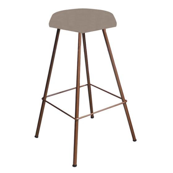 Imagem de Banqueta Alta Lari Eiffel Hexágono Bancada Bar Balcão Bistrô Ferro Bronze Suede Bege - Ahz Móveis