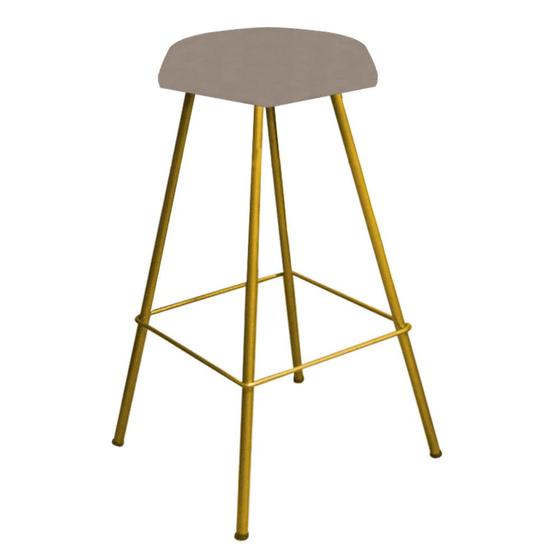 Imagem de Banqueta Alta Lari Eiffel Hexágono Bancada Bar Balcão Bistrô Ferro Dourado material sintético Bege - Ahz Móveis