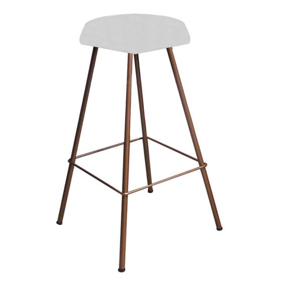 Imagem de Banqueta Alta Lari Eiffel Hexágono Cozinha Bar Balcão Bistrô Ferro Bronze Suede Branco - Ahz Móveis