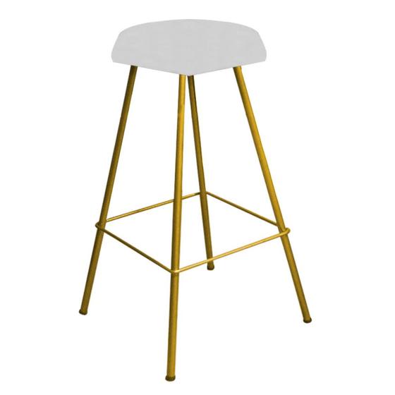 Imagem de Banqueta Alta Lari Eiffel Hexágono Cozinha Bar Balcão Bistrô Ferro Dourado material sintético Branco - Ahz Móveis