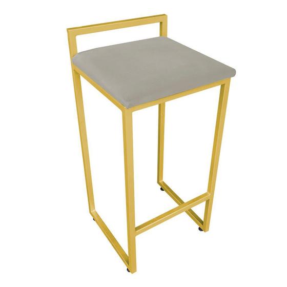 Imagem de Banqueta Alta Lavínia Suede Base Dourado D'Rossi