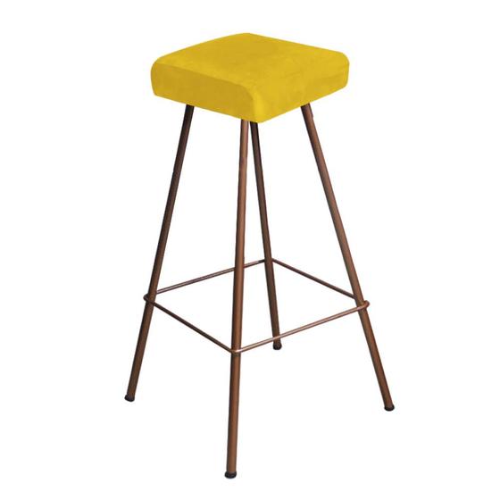 Imagem de Banqueta Alta Lira Eiffel Industrial Cozinha Bar Balcão Bistrô Ferro Bronze material sintético Amarelo - Ahazzo Móveis