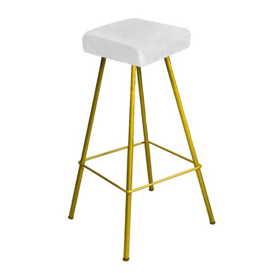 Imagem de Banqueta Alta Lira Eiffel Industrial Cozinha Bar Balcão Bistrô Ferro Dourado material sintético Branco - Ahazzo Móveis