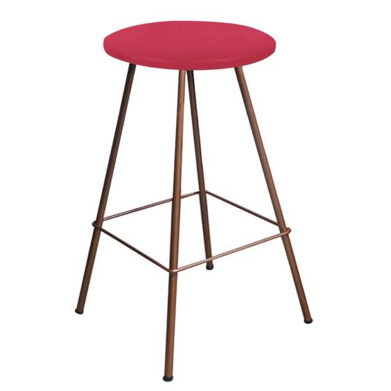 Imagem de Banqueta Alta Loni Eiffel Industrial Bar Balcão Bistrô Ferro Bronze Tecido Sintético Vermelho - Ahz Móveis