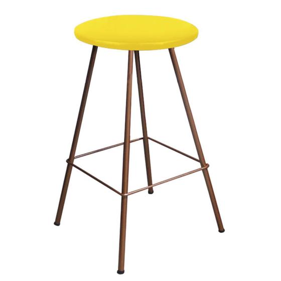 Imagem de Banqueta Alta Loni Eiffel Industrial Cozinha Bar Balcão Bistrô Ferro Bronze material sintético Amarelo - Ahz Móveis