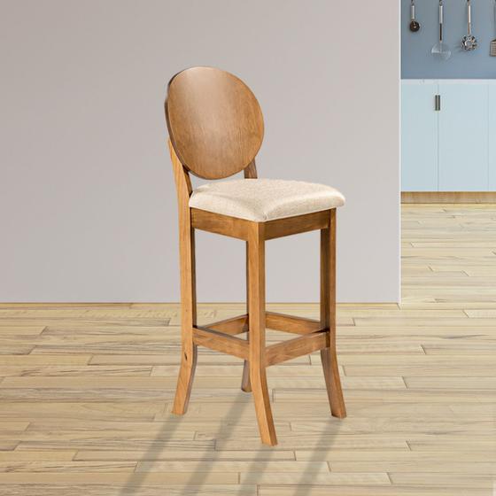 Imagem de Banqueta Alta para Cozinha Americana 113 x 36 Cm Florence Madeira Maciça Linho Bege M58 - RMI
