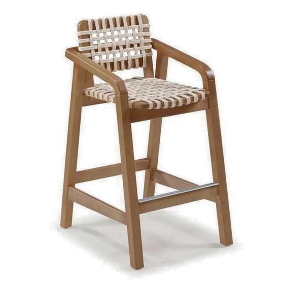 Imagem de Banqueta Amores Alta com Braço - Pinhão com Corda Areia