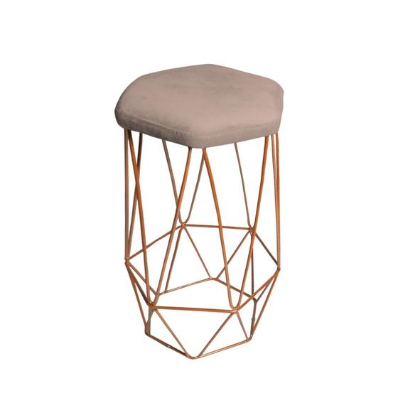 Imagem de Banqueta Aramada Cappuccino Base de Ferro Rose Gold Web Shop Móveis