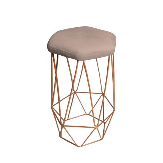 Imagem de Banqueta Aramada Cappuccino Base Ferro Rose Gold Web Shop