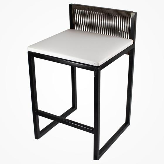 Banqueta Baixa Bali Estilo Industrial Junco Capuccino Assento Branco Menor preço em Banqueta Baixa Bali Estilo Industrial Junco Capuccino Assento Branco