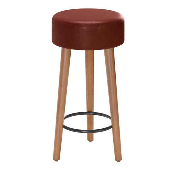 Imagem de Banqueta Baixa Cozinha Paris Estofada D-33 com Pés de Madeira Rosqueáveis Corano Telha - Abmaza