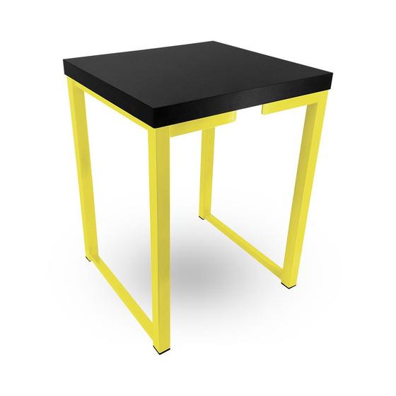 Imagem de Banqueta Banco Nova York Industrial Cozinha Área Gourmet Balcão Amarelo Preto