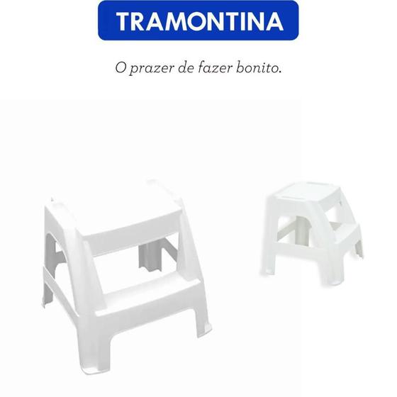 Imagem de Banqueta Banquinho Escada Plástica Reforçada 2 Degraus Domestica Paiva Tramontina Até 120 Kg