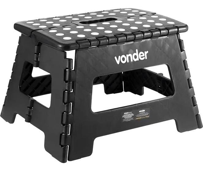 Banqueta Banquinho Plástico Dobrável 22cm 150kg Alça Vonder Acabamento Da Estrutura Plástico Cor Preto Menor preço em Banqueta Banquinho Plástico Dobrável 22cm 150kg Alça Vonder Acabamento Da Estrutura Plástico Cor Preto