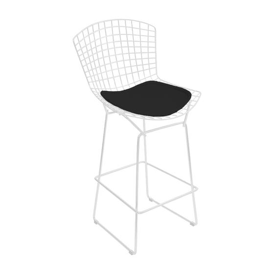 Imagem de Banqueta Bertoia Branca D60 Assento Preto