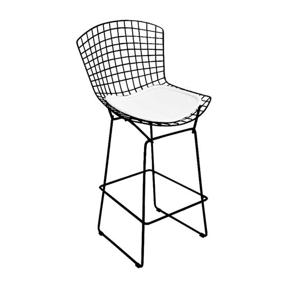 Imagem de Banqueta Bertoia Preta D70 Assento Branco